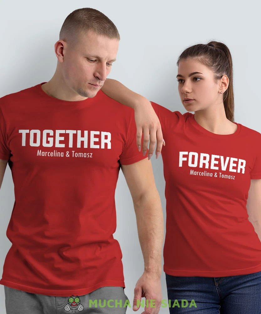 Together Forever imiona, czerwone koszulki dla par, dla męża, dla żony, walentynki, fajne koszulki, t-shirty dla par, mucha nie siada, mns.jpg
