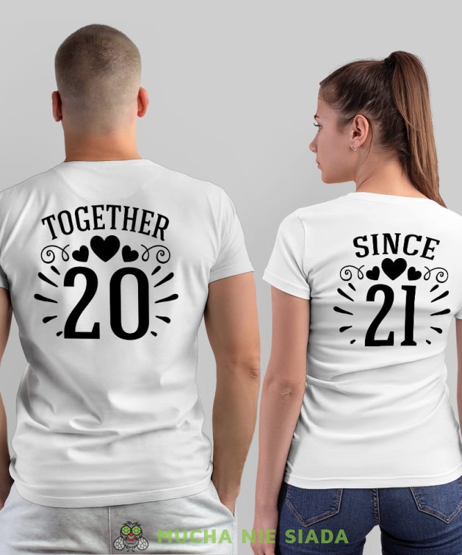 Together since Serca, białe koszulki dla par, dla męża, dla żony, walentynki, fajne koszulki, t-shirty dla par, mucha nie siada, mns.jpg