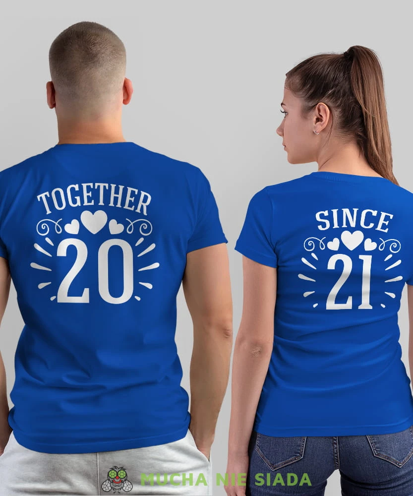 Together since Serca, niebieskie koszulki dla par, dla męża, dla żony, walentynki, fajne koszulki, t-shirty dla par, mucha nie siada, mns.jpg