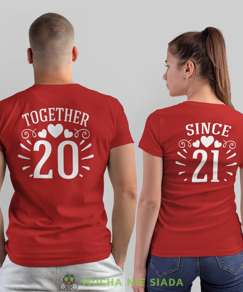 Together since Serca, czerwone koszulki dla par, dla męża, dla żony, walentynki, fajne koszulki, t-shirty dla par, mucha nie siada, mns.jpg