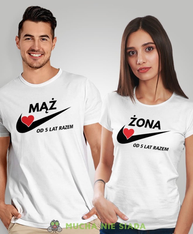 Mąż Żona od 5 10 15 20 15 30 40 lat razem, białe koszulki dla par, dla męża, dla żony, walentynki, fajne koszulki, t-shirty dla par, mucha nie siada, mns.jpg