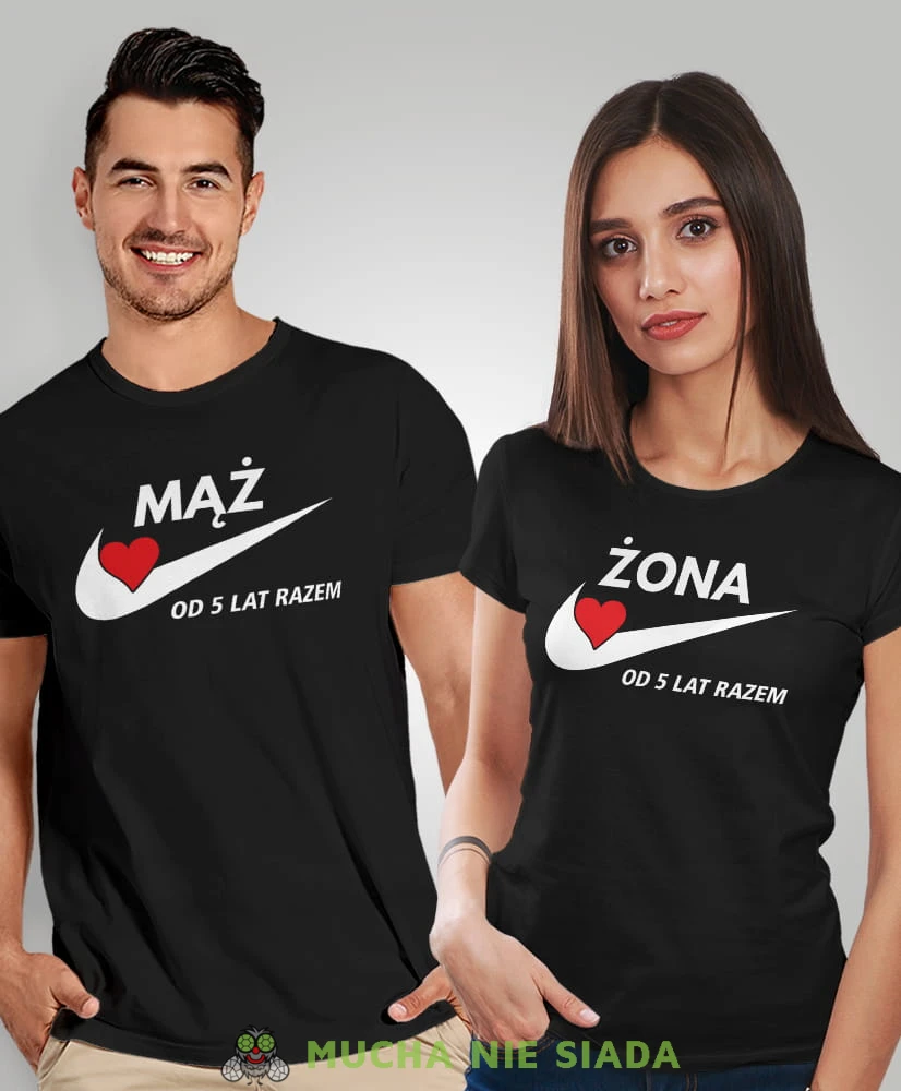 Mąż Żona od 5 10 15 20 15 30 40 lat razem, czarne koszulki dla par, dla męża, dla żony, walentynki, fajne koszulki, t-shirty dla par, mucha nie siada, mns.jpg