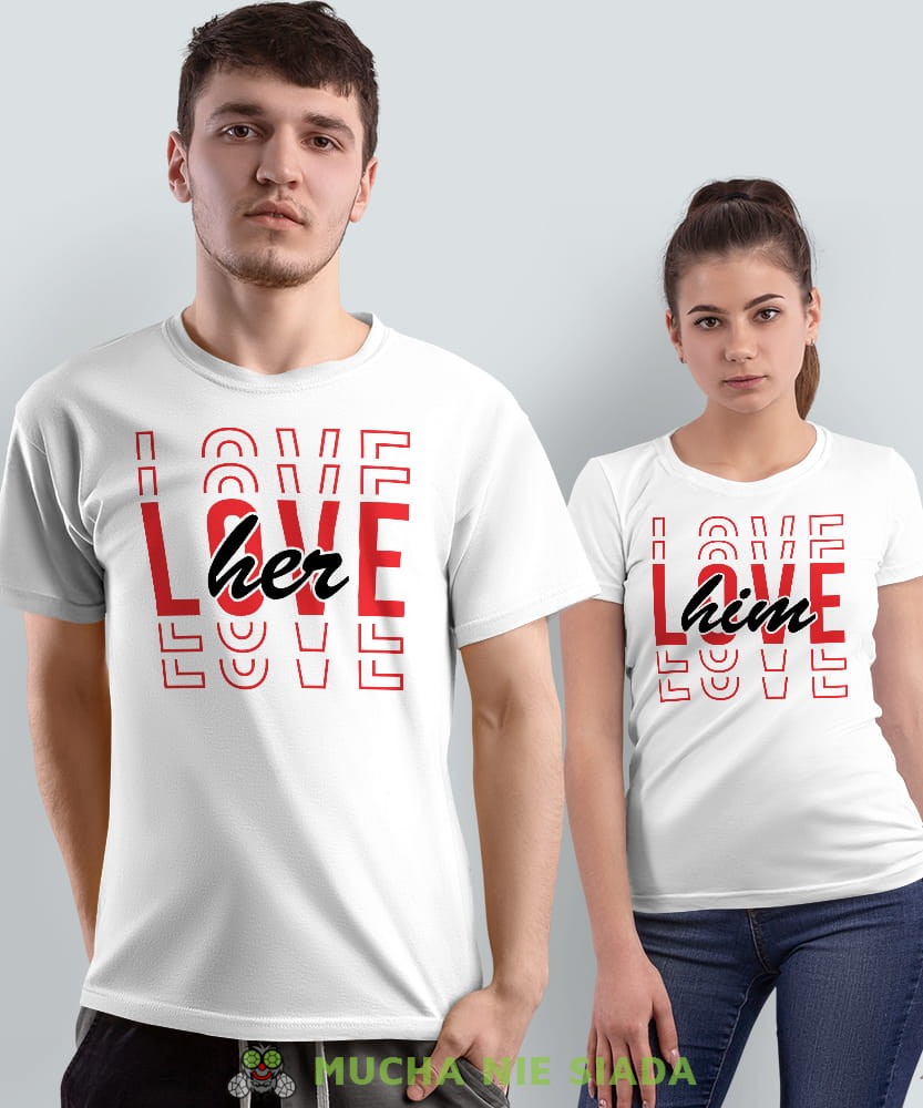 Koszulki dla par - Love Him Love Her
