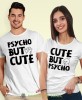 Psycho but cute, białe koszulki dla par, dla męża, dla żony, walentynki, fajne koszulki, t-shirty dla par, mucha nie siada, mns.jpg