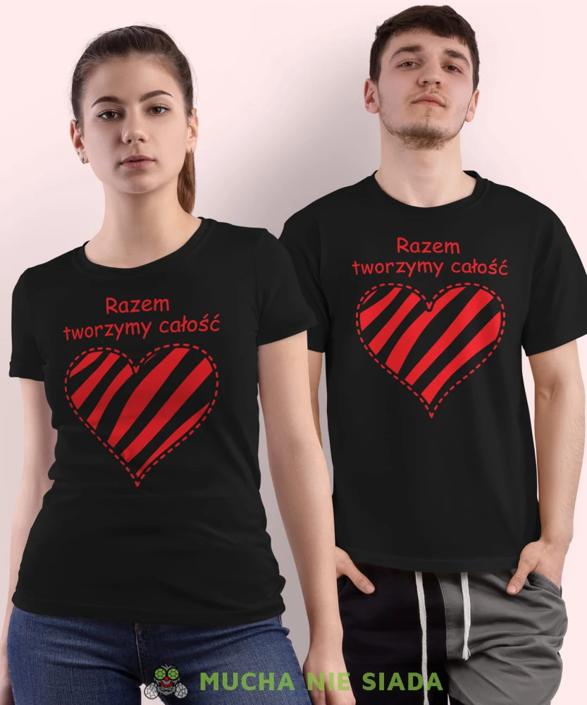 Razem tworzymy całość Serce, czarne koszulki dla par, dla męża, dla żony, walentynki, fajne koszulki, t-shirty dla par, mucha nie siada, mns.jpg