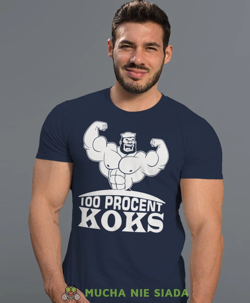 100 procent koks, granatowa koszulka na siłownię, męska koszulka, koszulka sportowa, na sport, gym, na siłownię.jpg