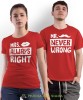 Mrs always right Mr never wrong, czerwone koszulki dla par, dla męża, dla żony, walentynki, fajne koszulki, t-shirty dla par, mucha nie siada, mns.jpg