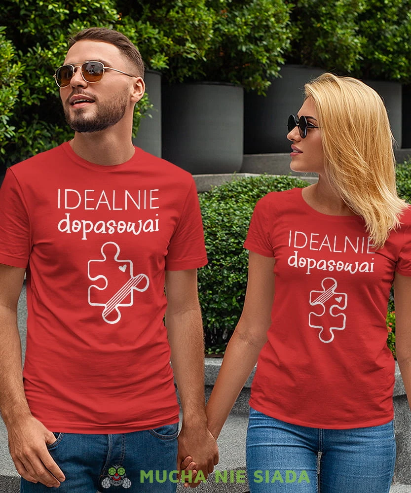Idealnie dopasowani, czerwone koszulki dla par, dla męża, dla żony, walentynki, fajne koszulki, t-shirty dla par, puzle, mucha nie siada, mns.jpg