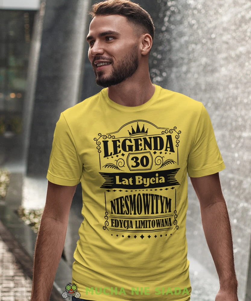 Legenda 20 30 40 50 60 lat bycia niesamowitym Edycja limitowana, żółta męska koszulka urodzinowa, na urodziny, na prezent, fajna koszulka, dla chłopaka, dla męża, mucha nie siada, mns.jpg
