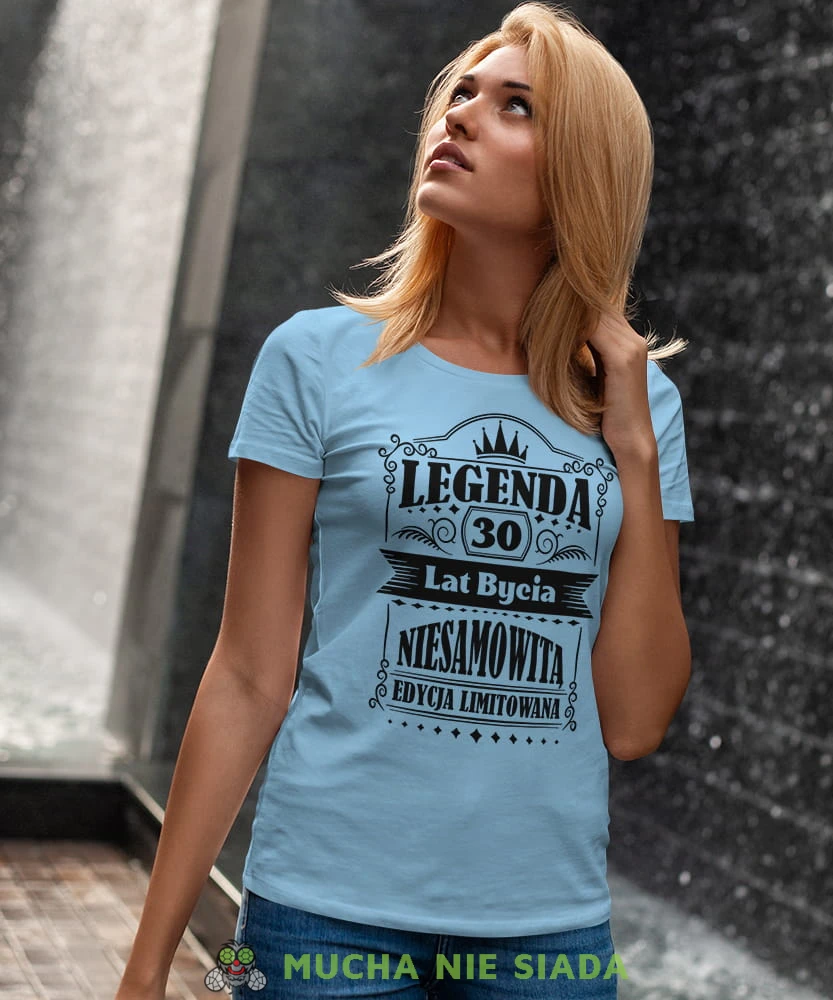 Legenda 20 30 40 50 60 lat bycia niesamowitą Edycja limitowana, jasnoniebieska damska koszulka urodzinowa z nadrukiem, na urodziny, na prezent, dla niej, mucha nie siada, mns.jpg
