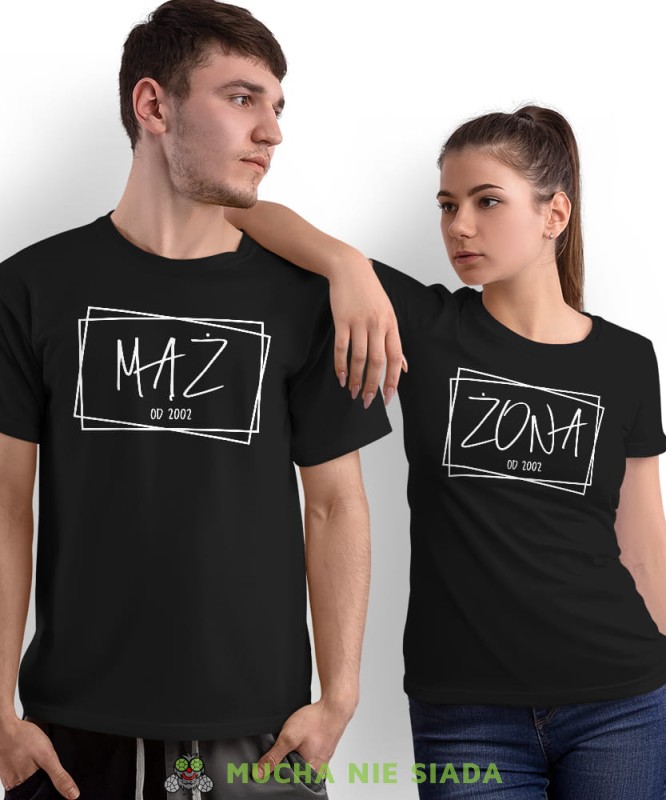 Żona Mąż Rok ślubu, czarne koszulki dla par, rocznica ślubu, na rocznicę ślubu, rocznica, dla męża, dla żony, walentynki, fajne koszulki, t-shirty dla par, mucha nie siada, mns.jpg