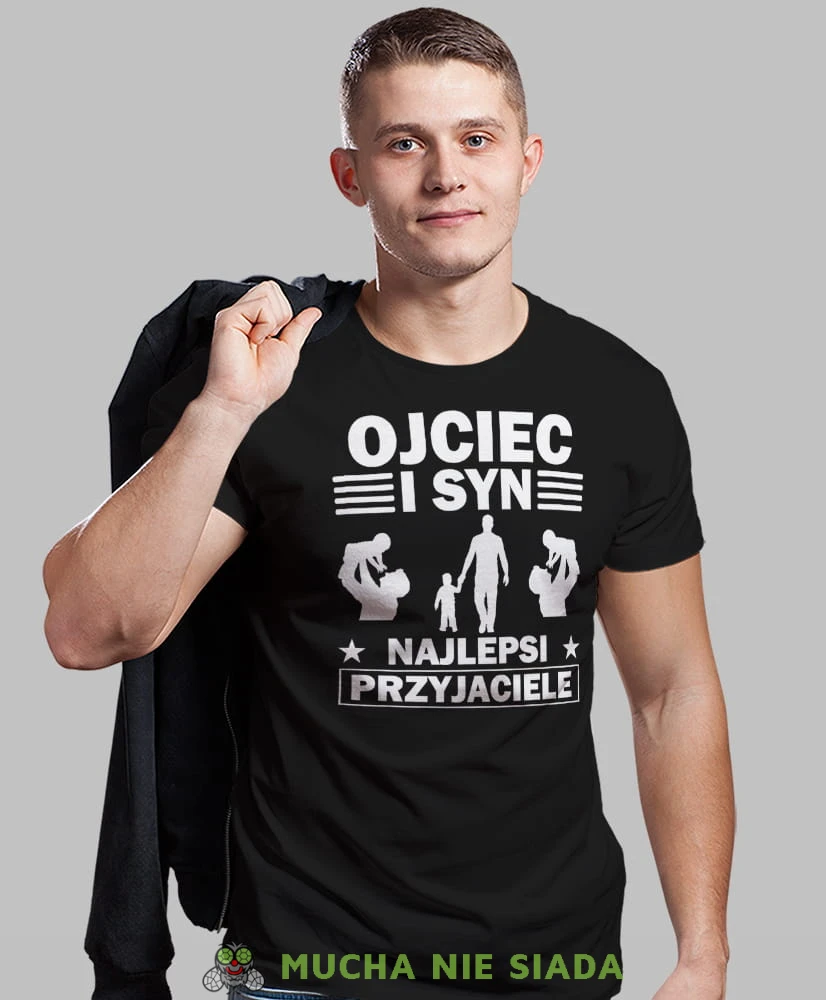 Ojciec i Syn najlepsi przyjaciele, czarna koszulka, dzień taty, koszulka dla ojca, koszulka na dzień ojca, t-shirt dla taty, prezent dla taty, koszulka męska, mucha nie siada.jpg