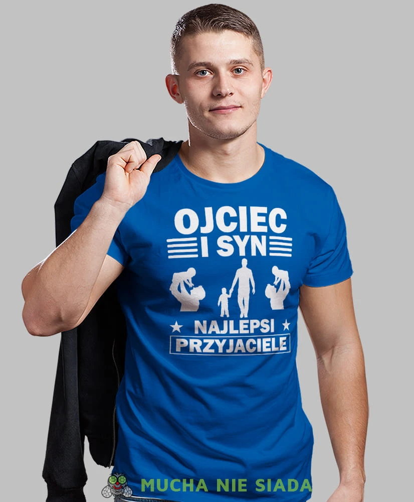 Ojciec i Syn najlepsi przyjaciele, niebieska koszulka, dzień taty, koszulka dla ojca, koszulka na dzień ojca, t-shirt dla taty, prezent dla taty, koszulka męska, mucha nie siada.jpg