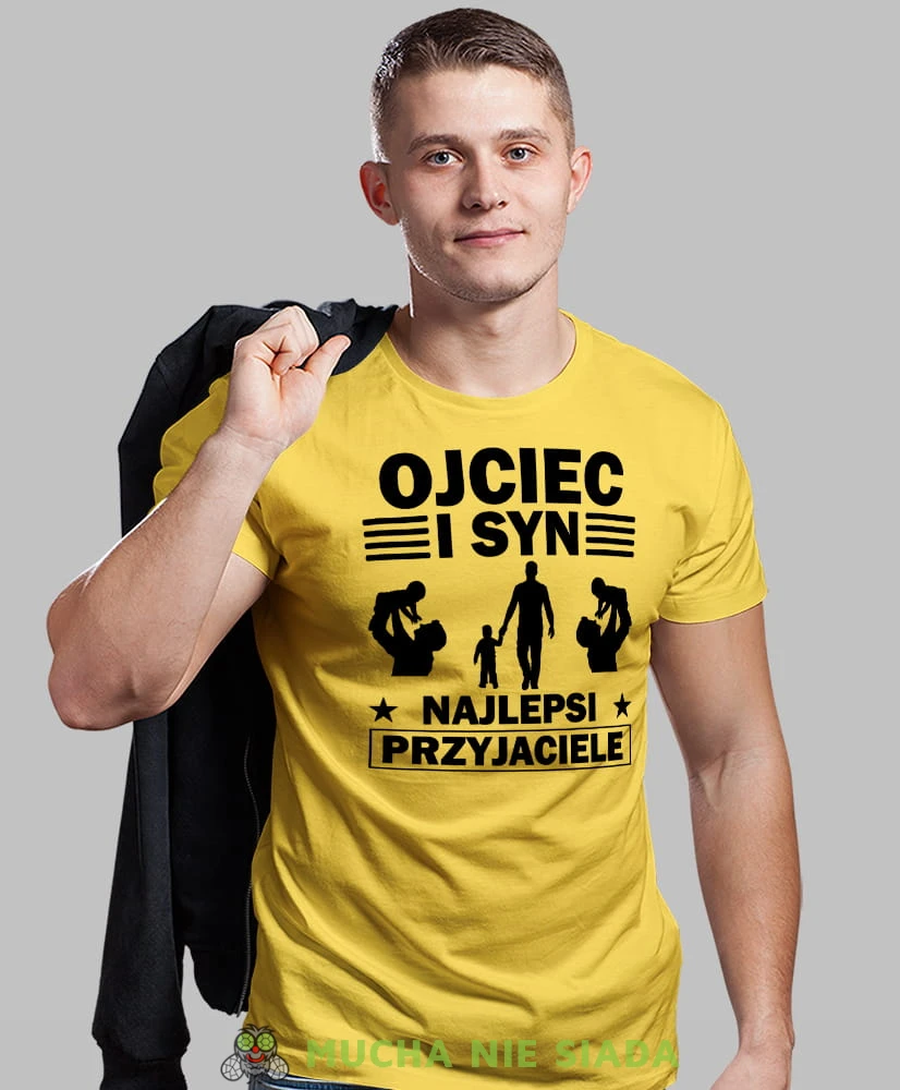 Ojciec i Syn najlepsi przyjaciele, żółta koszulka, dzień taty, koszulka dla ojca, koszulka na dzień ojca, t-shirt dla taty, prezent dla taty, koszulka męska, mucha nie siada.jpg