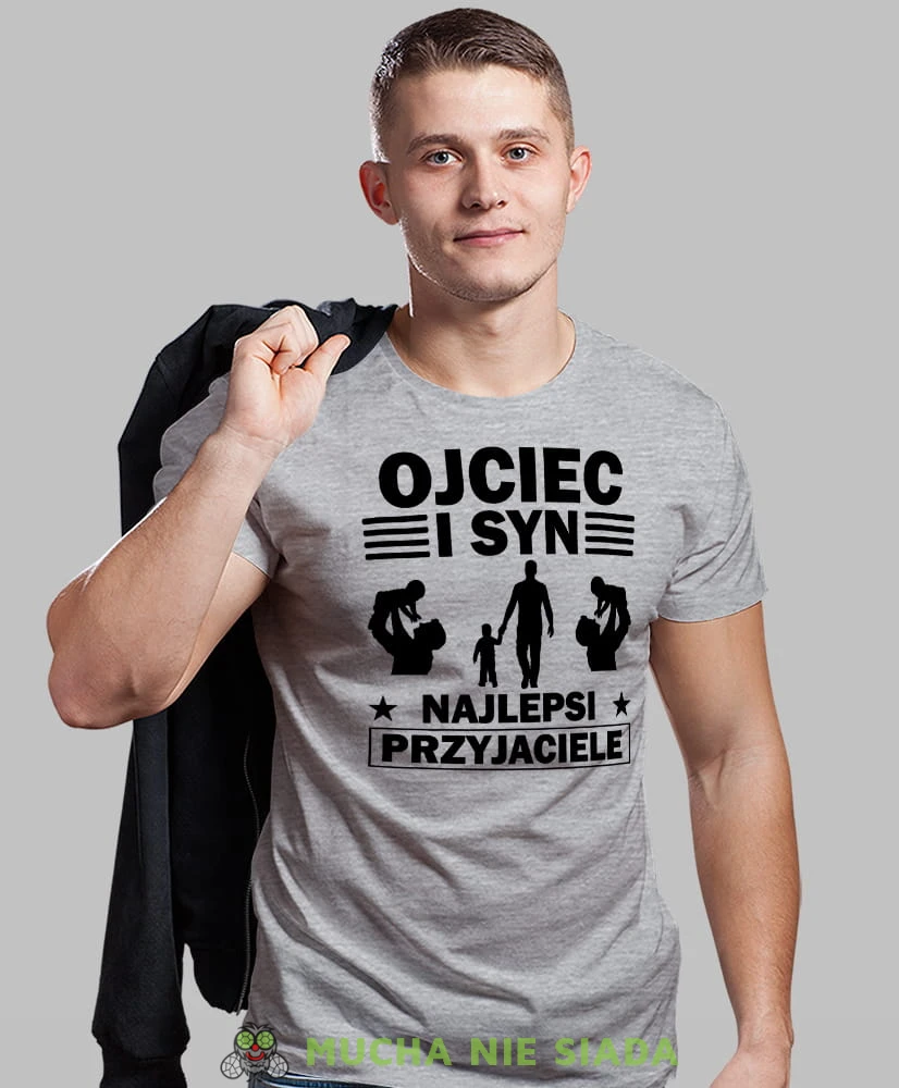 Ojciec i Syn najlepsi przyjaciele, szara koszulka, dzień taty, koszulka dla ojca, koszulka na dzień ojca, t-shirt dla taty, prezent dla taty, koszulka męska, mucha nie siada.jpg