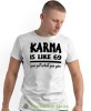 karma is like 69 you get what you give, biała męska koszulka z nadrukiem na co dzień, na prezent, fajna koszulka.jpg
