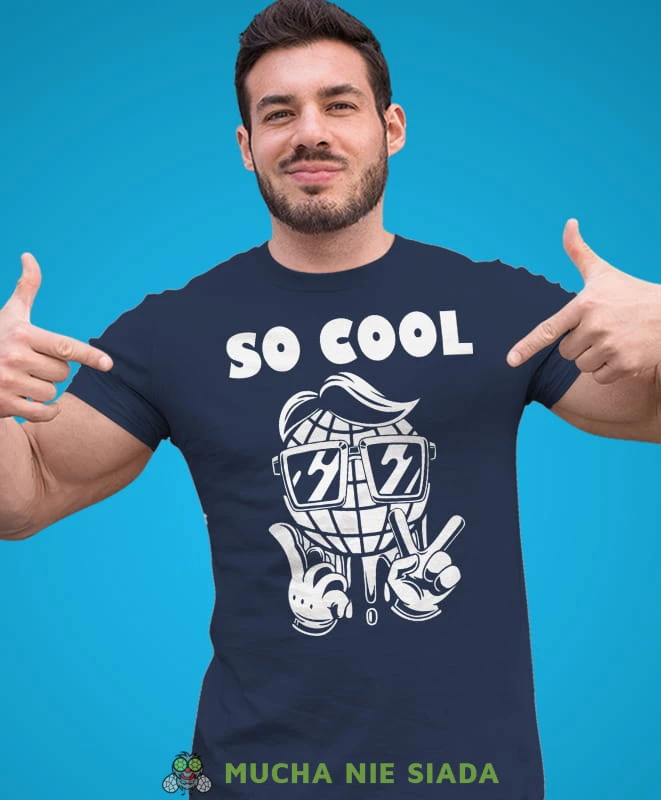 so cool, granatowa męska koszulka z nadrukiem na co dzień, na prezent, fajna koszulka.jpg