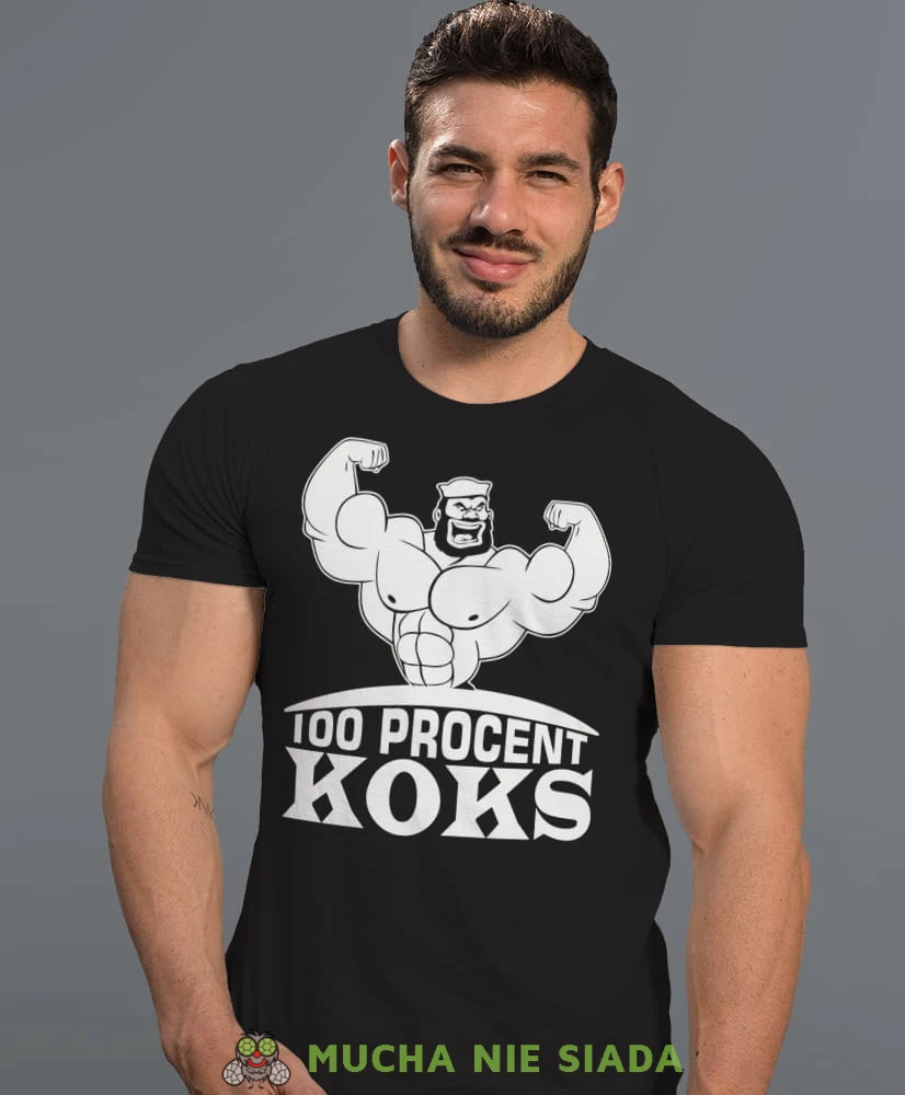 100 procent koks, czarna koszulka na siłownię, męska koszulka, koszulka sportowa, na sport, gym, na siłownię.jpg