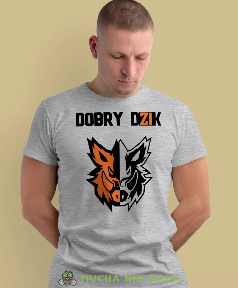 dobry dik głowa dzika, szara koszulka na siłownię, męska koszulka, koszulka sportowa, na sport, gym, na siłownię.jpg