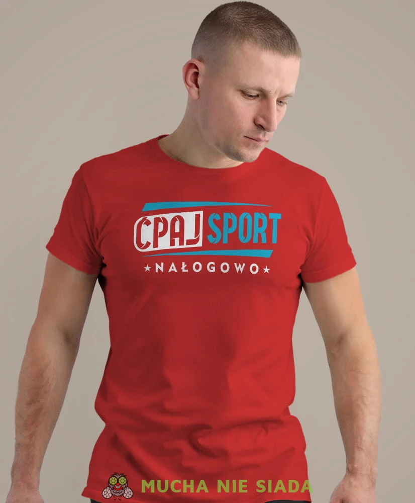 ćpaj sport nałogowo, czerwona koszulka na siłownię, męska koszulka, koszulka sportowa, na sport, gym, na siłownię.jpg